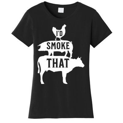 Grilling Funny Dad ID Smoke That Smoker Grill Master Bbq Women's T-Shirt