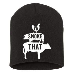 Grilling Funny Dad ID Smoke That Smoker Grill Master Bbq Short Acrylic Beanie