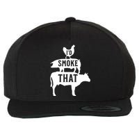 Grilling Funny Dad ID Smoke That Smoker Grill Master Bbq Wool Snapback Cap