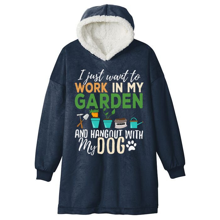 Gardening Funny Dog Lover Gardener Garden Pet Gift Plants Hooded Wearable Blanket