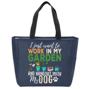 Gardening Funny Dog Lover Gardener Garden Pet Gift Plants Zip Tote Bag