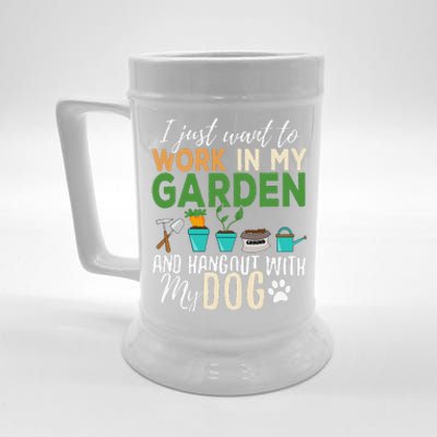 Gardening Funny Dog Lover Gardener Garden Pet Gift Plants Beer Stein