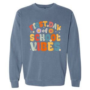 Groovy First Day Of School Vibes Teachers Students Kids Garment-Dyed Sweatshirt