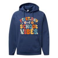 Groovy First Day Of School Vibes Teachers Students Kids Performance Fleece Hoodie