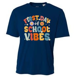 Groovy First Day Of School Vibes Teachers Students Kids Cooling Performance Crew T-Shirt