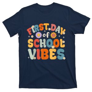 Groovy First Day Of School Vibes Teachers Students Kids T-Shirt