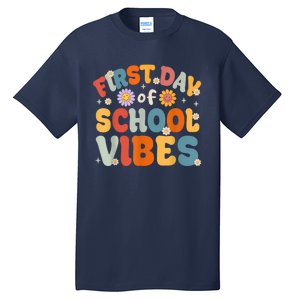 Groovy First Day Of School Vibes Teachers Students Kids Tall T-Shirt