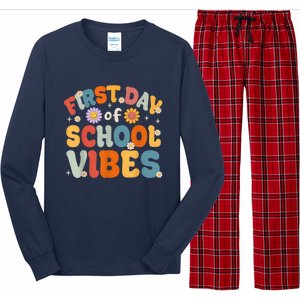 Groovy First Day Of School Vibes Teachers Students Kids Long Sleeve Pajama Set