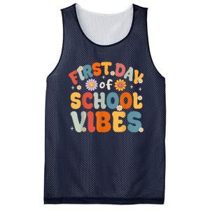 Groovy First Day Of School Vibes Teachers Students Kids Mesh Reversible Basketball Jersey Tank