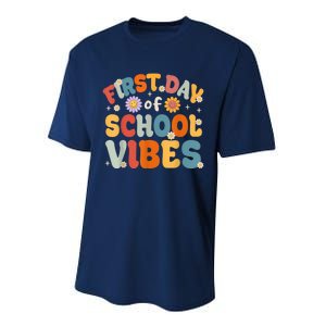 Groovy First Day Of School Vibes Teachers Students Kids Performance Sprint T-Shirt