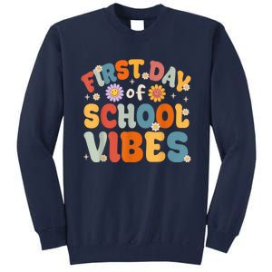 Groovy First Day Of School Vibes Teachers Students Kids Tall Sweatshirt