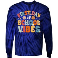 Groovy First Day Of School Vibes Teachers Students Kids Tie-Dye Long Sleeve Shirt