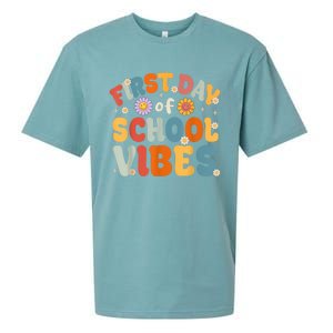 Groovy First Day Of School Vibes Teachers Students Kids Sueded Cloud Jersey T-Shirt