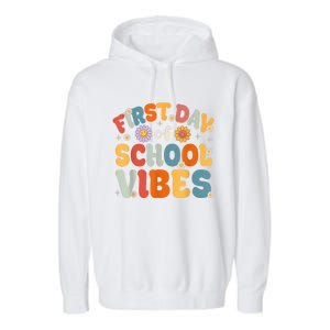 Groovy First Day Of School Vibes Teachers Students Kids Garment-Dyed Fleece Hoodie