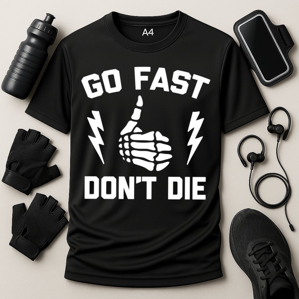 Go Fast, Don't Die funny race car dirt bike racing Cooling Performance Crew T-Shirt
