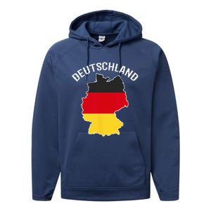 German Flag Deutschland Germany Map Performance Fleece Hoodie