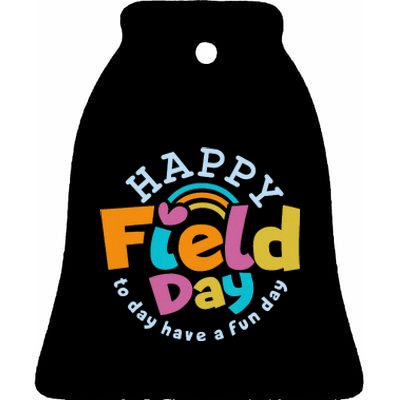 Groovy field day dismissed fun day start begins Ceramic Bell Ornament