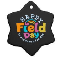 Groovy field day dismissed fun day start begins Ceramic Star Ornament