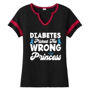 Girls Funny Diabetes Picked The Wrong Princess T1D Awareness Ladies Halftime Notch Neck Tee