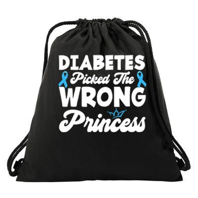 Girls Funny Diabetes Picked The Wrong Princess T1D Awareness Drawstring Bag