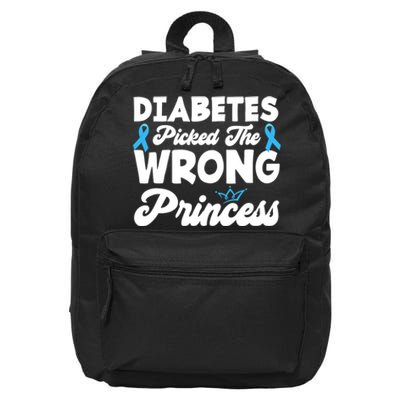 Girls Funny Diabetes Picked The Wrong Princess T1D Awareness 16 in Basic Backpack