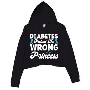 Girls Funny Diabetes Picked The Wrong Princess T1D Awareness Crop Fleece Hoodie