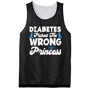 Girls Funny Diabetes Picked The Wrong Princess T1D Awareness Mesh Reversible Basketball Jersey Tank