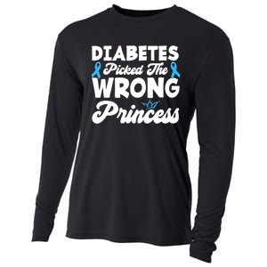 Girls Funny Diabetes Picked The Wrong Princess T1D Awareness Cooling Performance Long Sleeve Crew