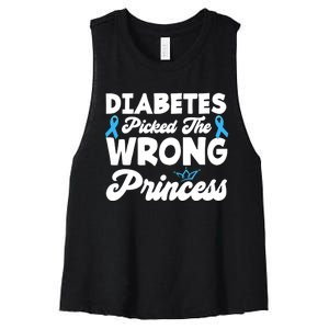 Girls Funny Diabetes Picked The Wrong Princess T1D Awareness Women's Racerback Cropped Tank