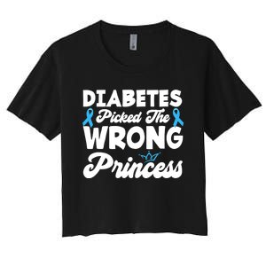 Girls Funny Diabetes Picked The Wrong Princess T1D Awareness Women's Crop Top Tee