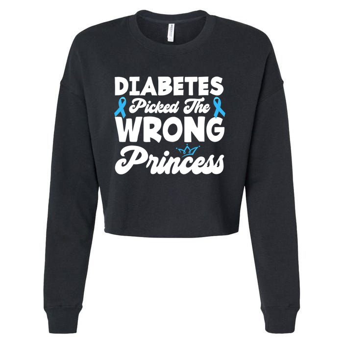 Girls Funny Diabetes Picked The Wrong Princess T1D Awareness Cropped Pullover Crew