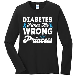 Girls Funny Diabetes Picked The Wrong Princess T1D Awareness Ladies Long Sleeve Shirt