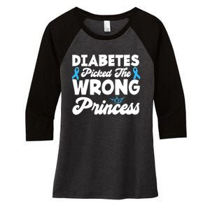 Girls Funny Diabetes Picked The Wrong Princess T1D Awareness Women's Tri-Blend 3/4-Sleeve Raglan Shirt