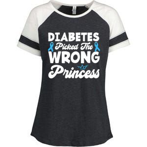 Girls Funny Diabetes Picked The Wrong Princess T1D Awareness Enza Ladies Jersey Colorblock Tee