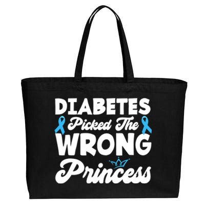 Girls Funny Diabetes Picked The Wrong Princess T1D Awareness Cotton Canvas Jumbo Tote