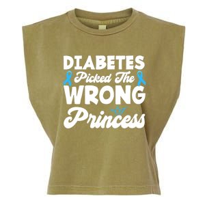 Girls Funny Diabetes Picked The Wrong Princess T1D Awareness Garment-Dyed Women's Muscle Tee