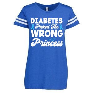 Girls Funny Diabetes Picked The Wrong Princess T1D Awareness Enza Ladies Jersey Football T-Shirt