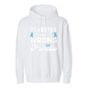 Girls Funny Diabetes Picked The Wrong Princess T1D Awareness Garment-Dyed Fleece Hoodie