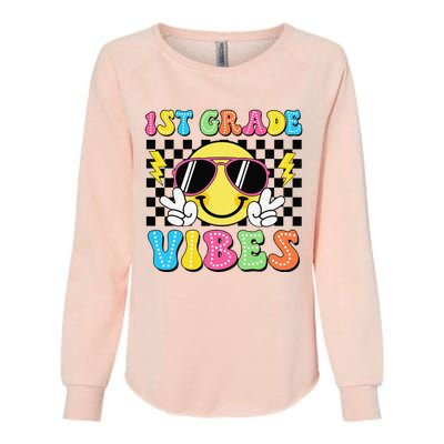 Groovy First Day Of School 1st Grade Vibes Back To School Womens California Wash Sweatshirt