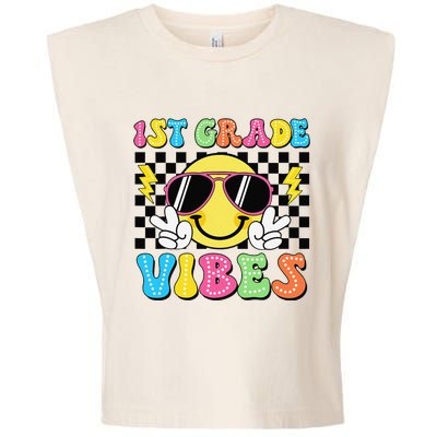 Groovy First Day Of School 1st Grade Vibes Back To School Garment-Dyed Women's Muscle Tee