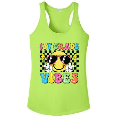 Groovy First Day Of School 1st Grade Vibes Back To School Ladies PosiCharge Competitor Racerback Tank