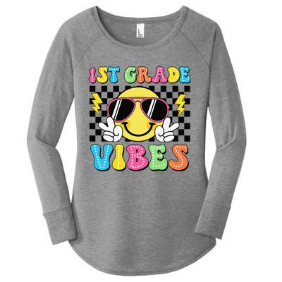 Groovy First Day Of School 1st Grade Vibes Back To School Women's Perfect Tri Tunic Long Sleeve Shirt