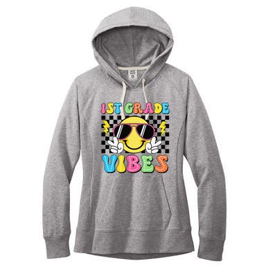 Groovy First Day Of School 1st Grade Vibes Back To School Women's Fleece Hoodie