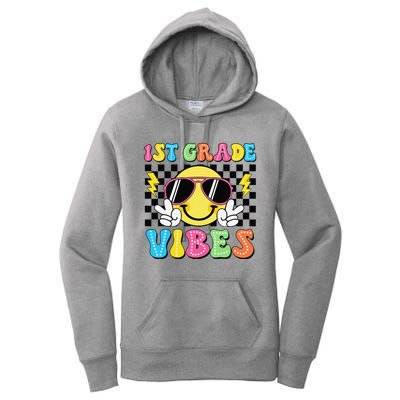 Groovy First Day Of School 1st Grade Vibes Back To School Women's Pullover Hoodie