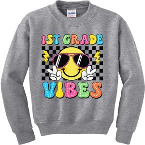 Groovy First Day Of School 1st Grade Vibes Back To School Kids Sweatshirt