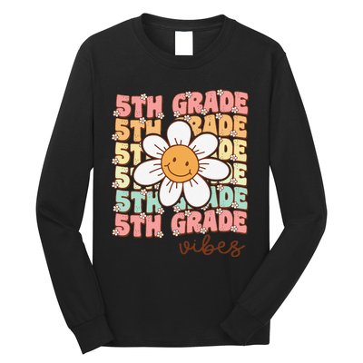 Groovy First Day Of School 5th Grade Vibes Back To School Long Sleeve Shirt