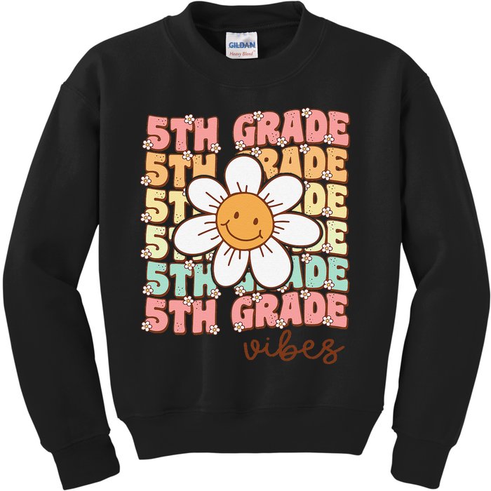 Groovy First Day Of School 5th Grade Vibes Back To School Kids Sweatshirt