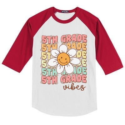 Groovy First Day Of School 5th Grade Vibes Back To School Kids Colorblock Raglan Jersey