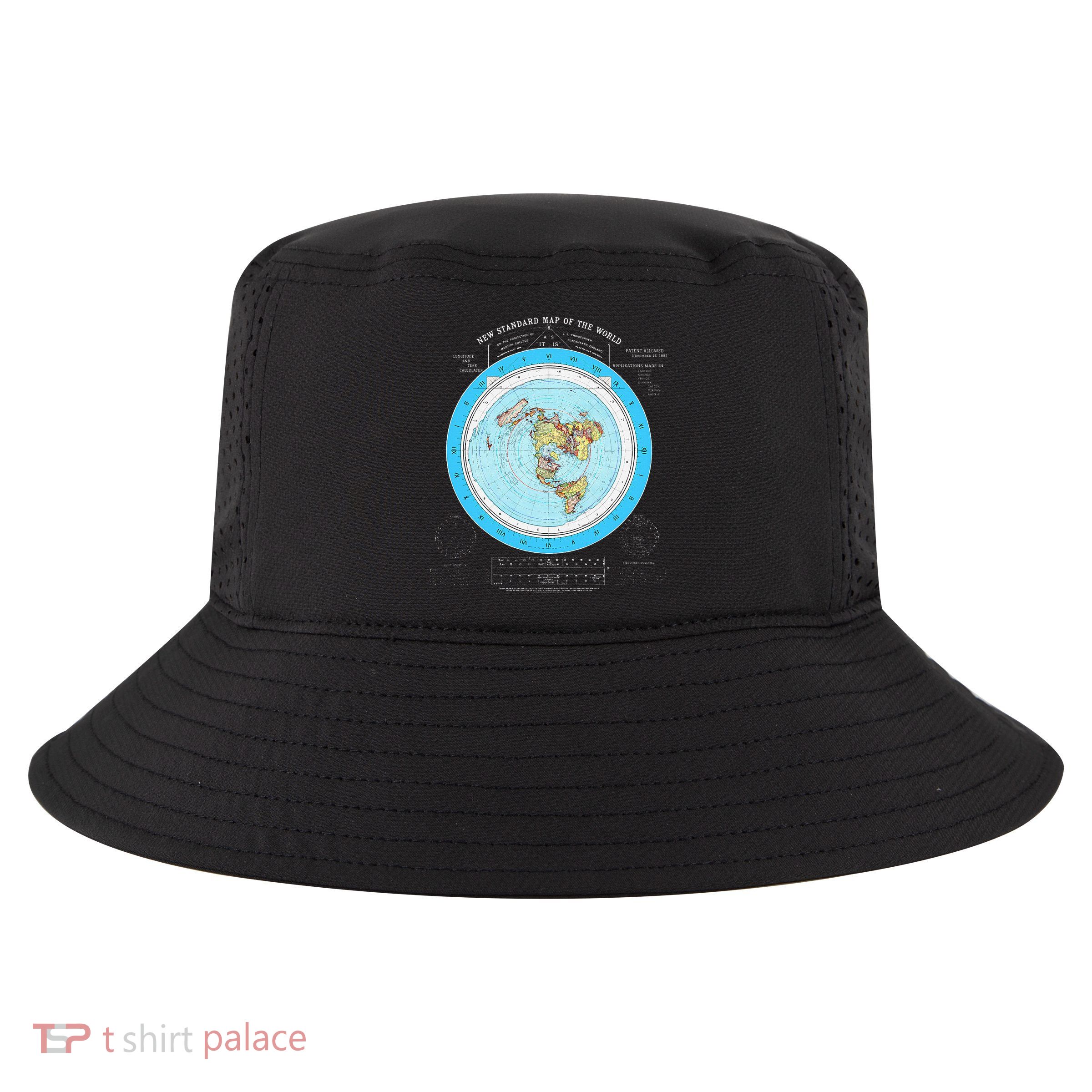 Gleason Flat Earth Map Blue Flat Earth Map Flat Earth Cool Comfort Performance Bucket Hat