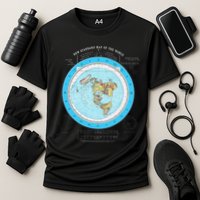 Gleason Flat Earth Map Blue Flat Earth Map Flat Earth Cooling Performance Crew T-Shirt